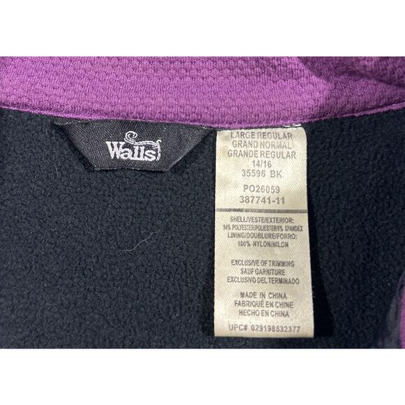 Walls Jacket Womens Large Black Fleece Lined Full Zip Hiking Soft Shell - Picture 9 of 12